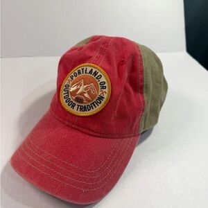 Portland, OR Outdoor Tradition Dad Hat, Faded Red / Khaki